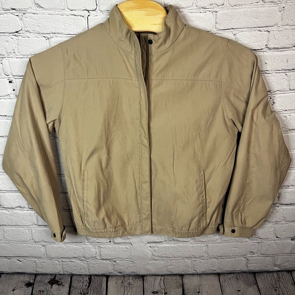 Antigua For Women Tan Golf‎ Outdoor Hiking Jacket Full Zip Pockets Size Medium